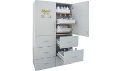 Zuren en logenkast SLS 1200 met 4 legborden en 6 schuifladen