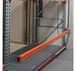 Doorschuifbeveiliging voor 1 opslagniveau in een palletstellling