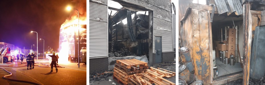 Bumax brandwerende container doorstaat brand in bedrijfspand